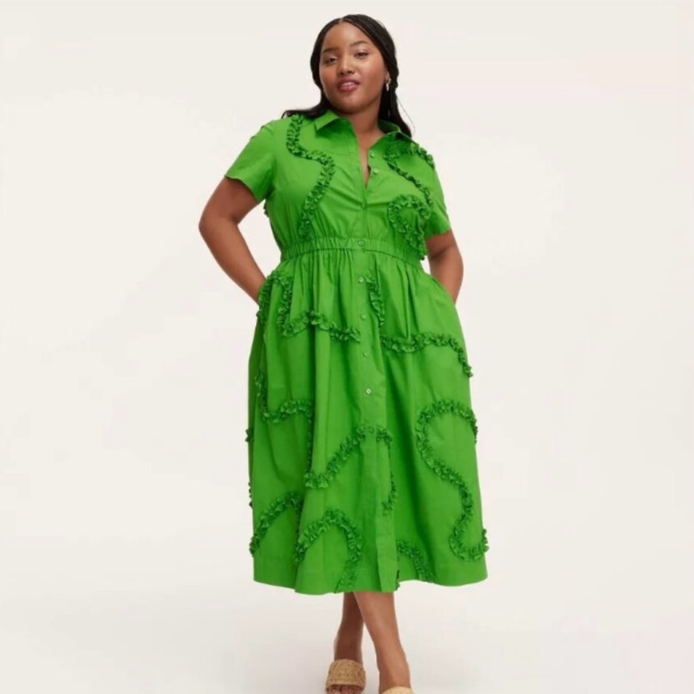 NWT Target x Kate Spade Ribbon Short Sleeve Midi Shirtdress Green size Med